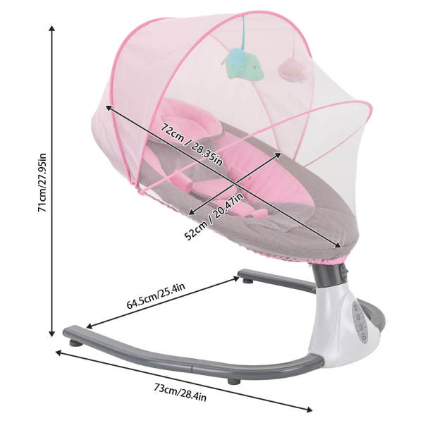 Baby Plus - Wipstoeltje Koax Baby - Schommelwieg - Bluetooth - Comfortabel - Met muziek en speelgoed - Voor baby's van 0 tot 12 maanden - Roze Baby Plus - Wipstoeltje Koax Baby - Schommelwieg - Bluetooth - Comfortabel - Met muziek en speelgoed - Voor baby's van 0 tot 12 maanden - Roze