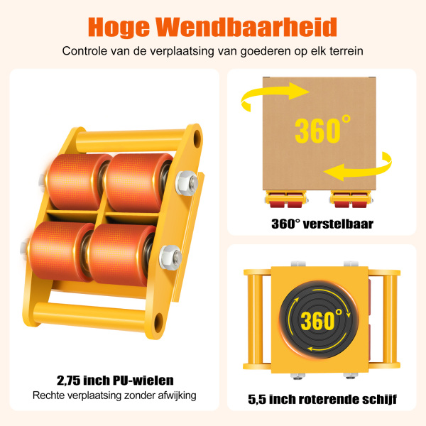 6T transportchassis | Hulp bij het transporteren van zware lasten | Zware gepantserde zwenkwielen | Transportwielenset 6T transportchassis | Hulp bij het transporteren van zware lasten | Zware gepantserde zwenkwielen | Transportwielenset
