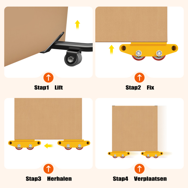 6T transportchassis | Hulp bij het transporteren van zware lasten | Zware gepantserde zwenkwielen | Transportwielenset 6T transportchassis | Hulp bij het transporteren van zware lasten | Zware gepantserde zwenkwielen | Transportwielenset