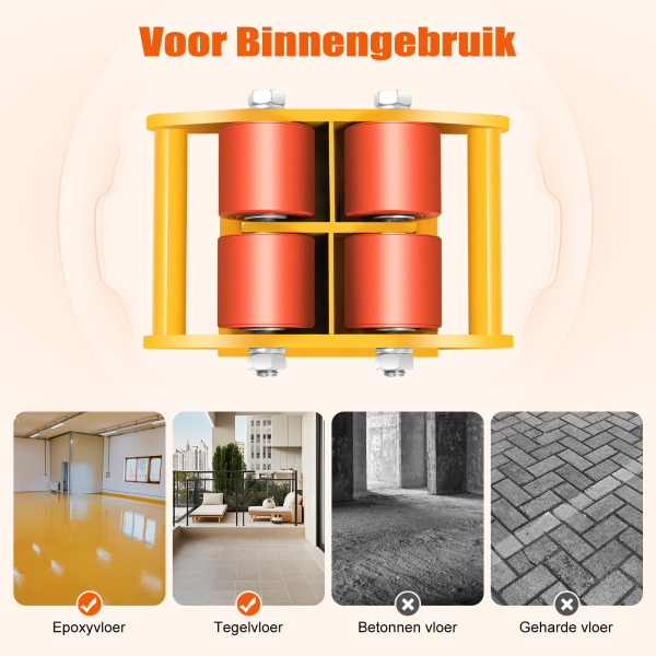6T transportchassis | Hulp bij het transporteren van zware lasten | Zware gepantserde zwenkwielen | Transportwielenset
