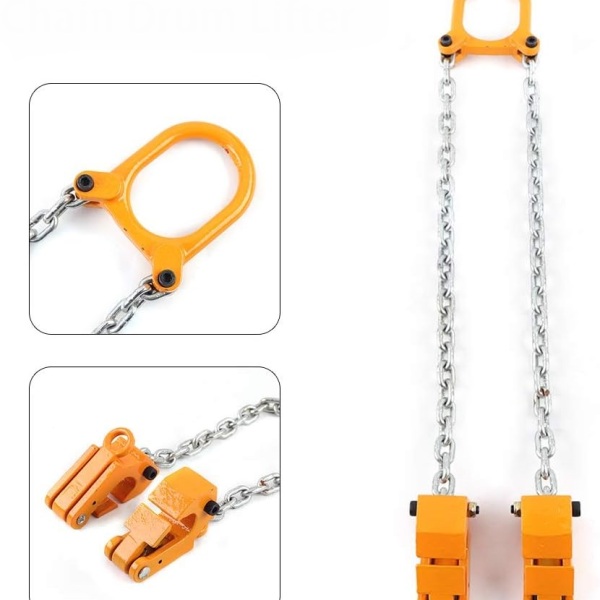 Drum Lifter, 2000 lbs, kettingopwinder, draagbaar, drumhendel, voor plastic en metalen drums (geel)