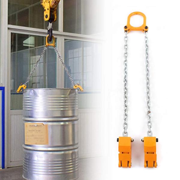 Drum Lifter, 2000 lbs, kettingopwinder, draagbaar, drumhendel, voor plastic en metalen drums (geel)