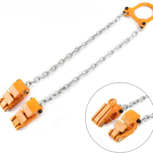 Drum Lifter, 2000 lbs, kettingopwinder, draagbaar, drumhendel, voor plastic en metalen drums (geel)