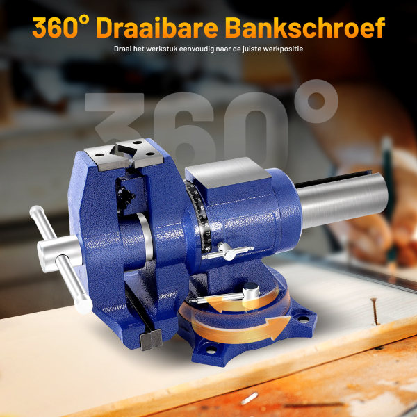 5 inch bankschroef, 360° draaibaar Werkbank met aambeeld Klembekken 125 mm tafelbankschroef