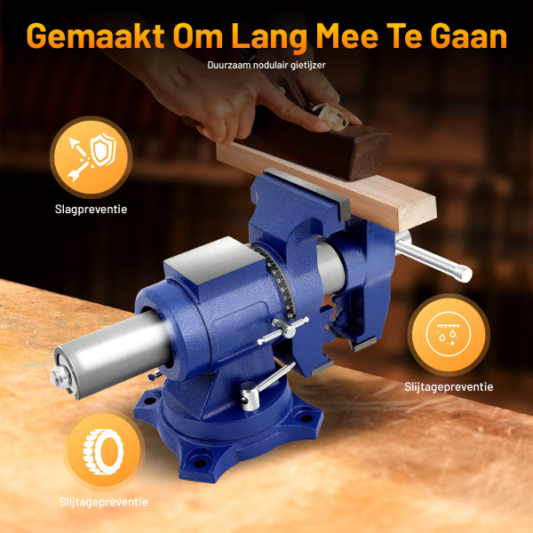 5 inch bankschroef, 360° draaibaar Werkbank met aambeeld Klembekken 125 mm tafelbankschroef