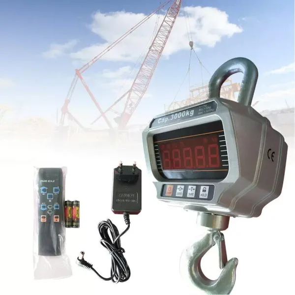 Robuuste digitale industrieweegschaal met LED-display en batterij (3000 kg)