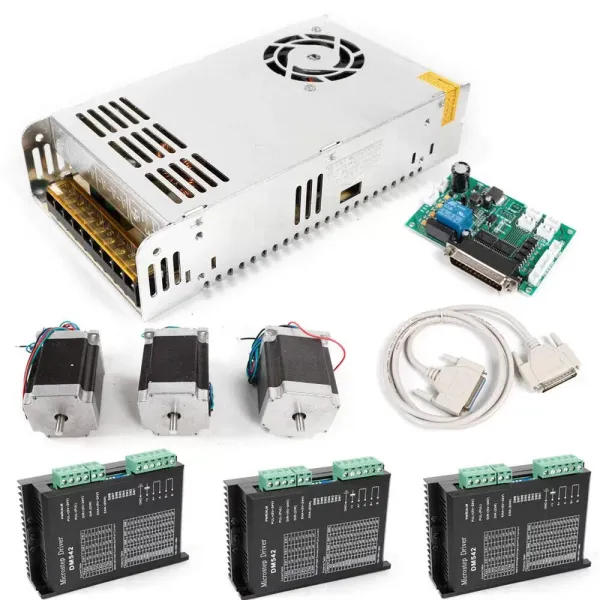 3-assige Nema 23 stappenmotor - DM542A stappenmotor - 4,2 A - stappenmotor + voeding - freesmachine graveerset.