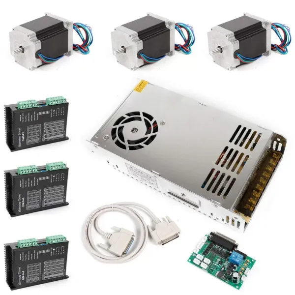 3-assige Nema 23 stappenmotor - DM542A stappenmotor - 4,2 A - stappenmotor + voeding - freesmachine graveerset.