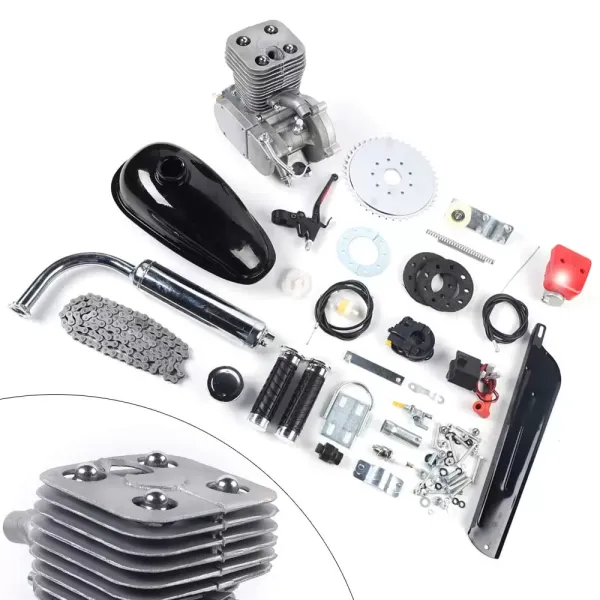 100cc 2-takt benzine benzinemotor fietsombouwset, 44 tanden tandwiel gemotoriseerde benzinemotorsets
