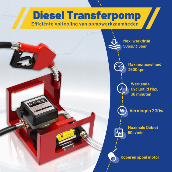 Zelfaanzuigende dieselpomp 230 V 45 l/min Stookoliepomp Brandstofpomp Oliepomp Tankstationmeter Zelfaanzuigende dieselpomp 230 V 45 l/min Stookoliepomp Brandstofpomp Oliepomp Tankstationmeter
