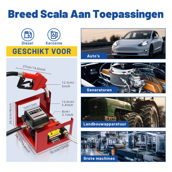 Zelfaanzuigende dieselpomp 230 V 45 l/min Stookoliepomp Brandstofpomp Oliepomp Tankstationmeter