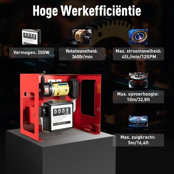 Elektrische dieselpomp, 45 l / min, 12V stookoliepomp, zelfaanzuigend gereedschap voor diesel, brandstofpomp met meter Elektrische dieselpomp, 45 l / min, 12V stookoliepomp, zelfaanzuigend gereedschap voor diesel, brandstofpomp met meter