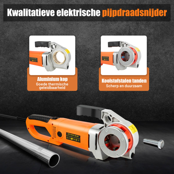 Elektrische tapset - 2300 W - 50 Hz - 2800 RPM - Draagbare pijpsnijder met 1/2-2"