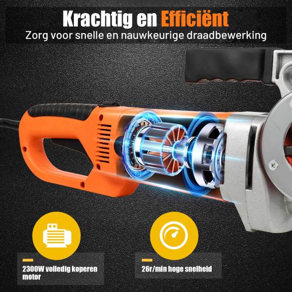 Elektrische tapset - 2300 W - 50 Hz - 2800 RPM - Draagbare pijpsnijder met 1/2-2"