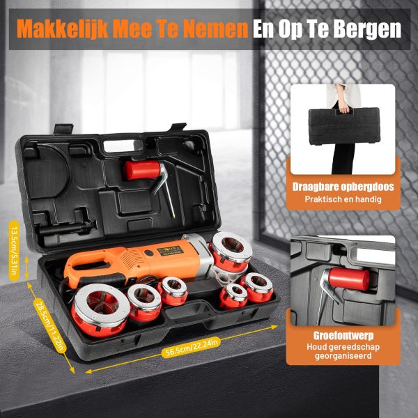 Elektrische tapset - 2300 W - 50 Hz - 2800 RPM - Draagbare pijpsnijder met 1/2-2"