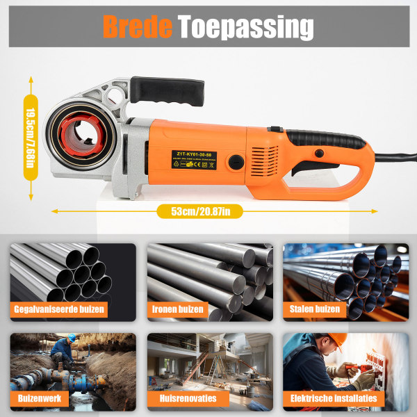 Elektrische tapset - 2300 W - 50 Hz - 2800 RPM - Draagbare pijpsnijder met 1/2-2"
