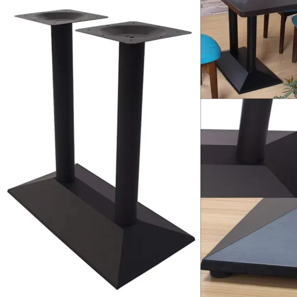 Tafelpoten van 72 cm met dubbele kolommen, stalen onderstel, rechthoekige onderplaat, bistrotafel, zwart onderstel