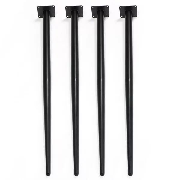 Taps toelopende tafelpoten - Metaal - Zwart - 4 x 72 cm - Gepoedercoate stalen poten