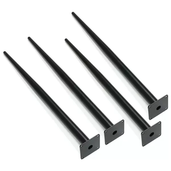 Taps toelopende tafelpoten - Metaal - Zwart - 4 x 72 cm - Gepoedercoate stalen poten