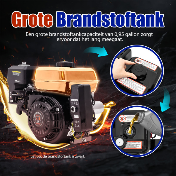 212 cm³ 4-takt benzinemotor - 7,5 PK OHV kolommotor - Easy start met elektrische start - 1 cilinder