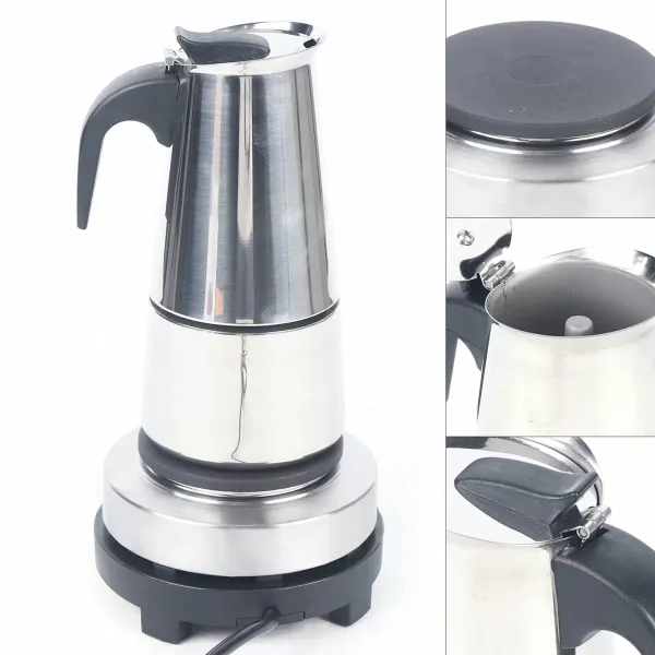 Espresso Koffiezetapparaat Machine Roestvrij Staal Elektrisch Moka Koffiezetapparaat voor 6 Kopjes 300 ml met Elektrisch Fornuis 220 V