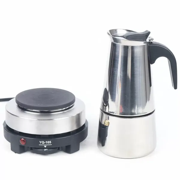 Espresso Koffiezetapparaat Machine Roestvrij Staal Elektrisch Moka Koffiezetapparaat voor 6 Kopjes 300 ml met Elektrisch Fornuis 220 V Espresso Koffiezetapparaat Machine Roestvrij Staal Elektrisch Moka Koffiezetapparaat voor 6 Kopjes 300 ml met Elektrisch Fornuis 220 V