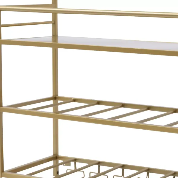 Wijnrek met 3 niveaus, wandgemonteerd wijnrek, met glazen houder, wijnrek, goud Wijnrek met 3 niveaus, wandgemonteerd wijnrek, met glazen houder, wijnrek, goud