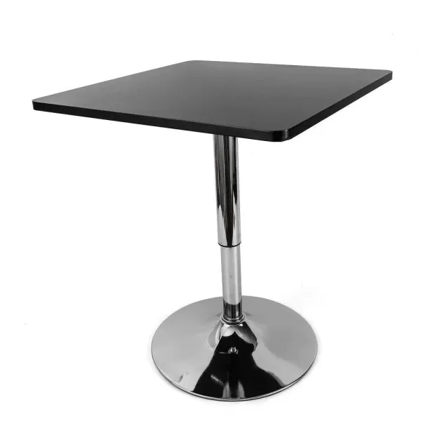 Vierkante in hoogte verstelbare bartafel zwart, lagercapaciteit 150kg, voor slaapkamers, restaurants, cafés, bars, kantoorgebouwen enzovoort