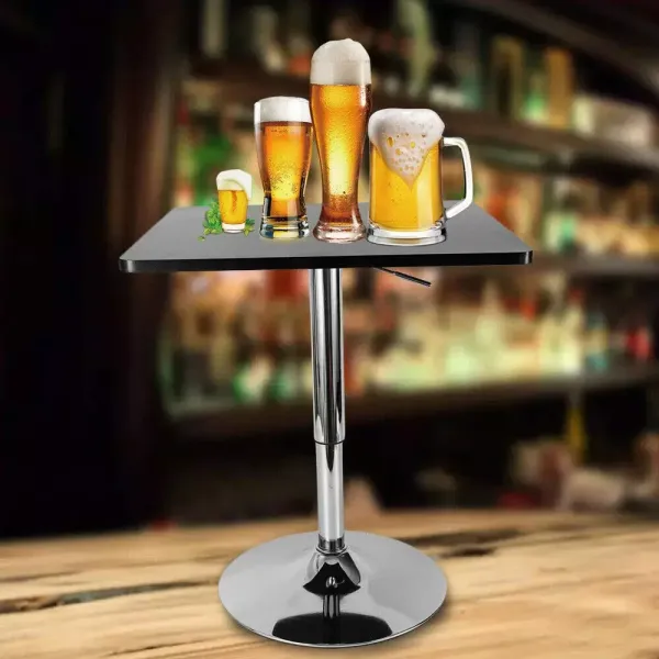 Vierkante in hoogte verstelbare bartafel zwart, lagercapaciteit 150kg, voor slaapkamers, restaurants, cafés, bars, kantoorgebouwen enzovoort