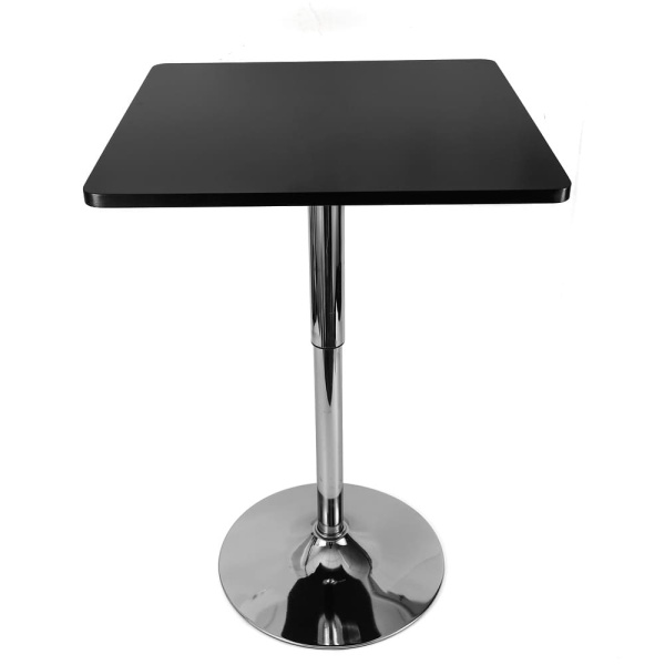Vierkante in hoogte verstelbare bartafel zwart, lagercapaciteit 150kg, voor slaapkamers, restaurants, cafés, bars, kantoorgebouwen enzovoort