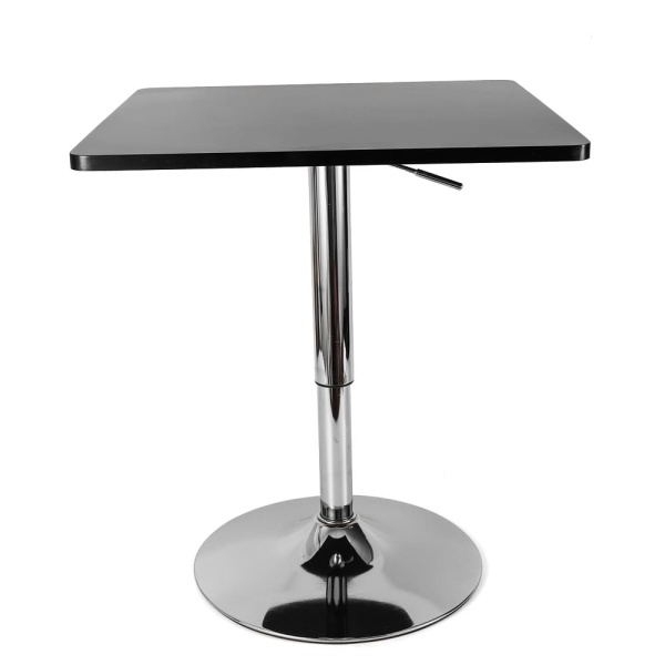 Vierkante in hoogte verstelbare bartafel zwart, lagercapaciteit 150kg, voor slaapkamers, restaurants, cafés, bars, kantoorgebouwen enzovoort