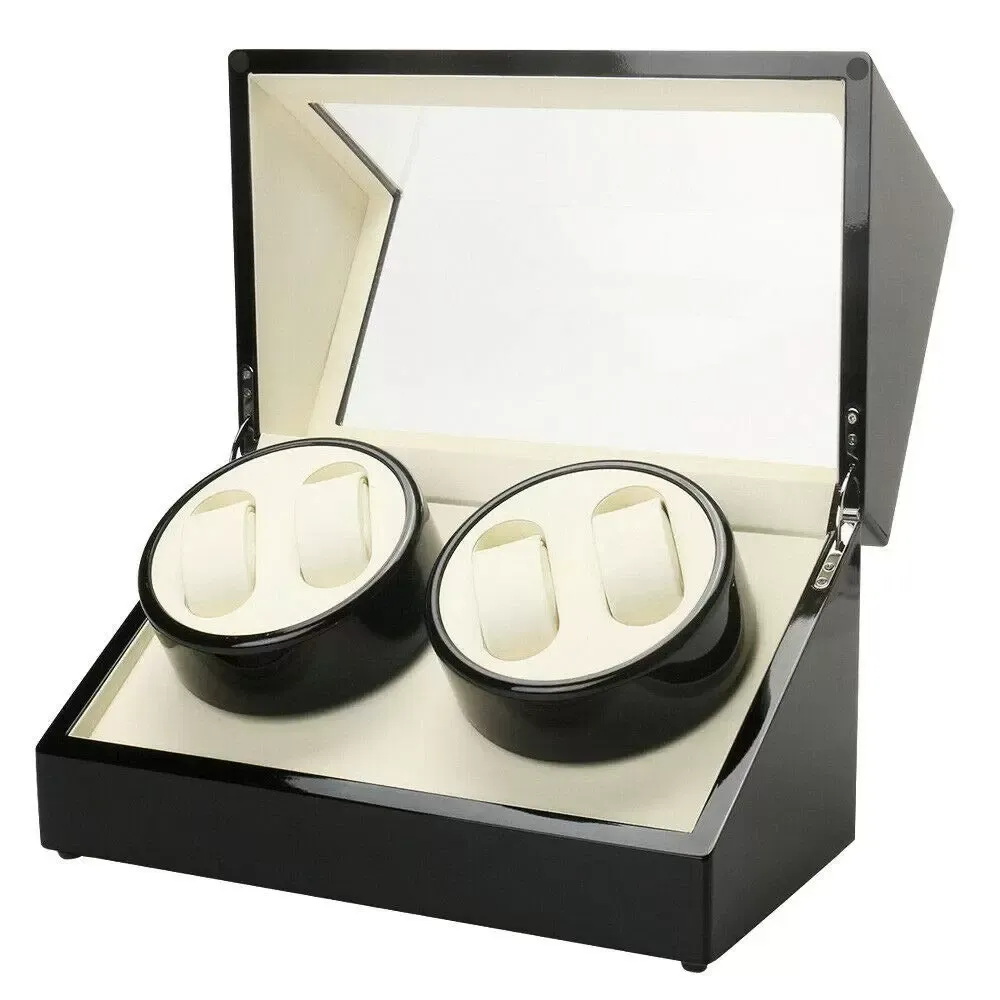 CNCEST 4+0 houten automatische watchwinder met vergrendelingsmechanisme