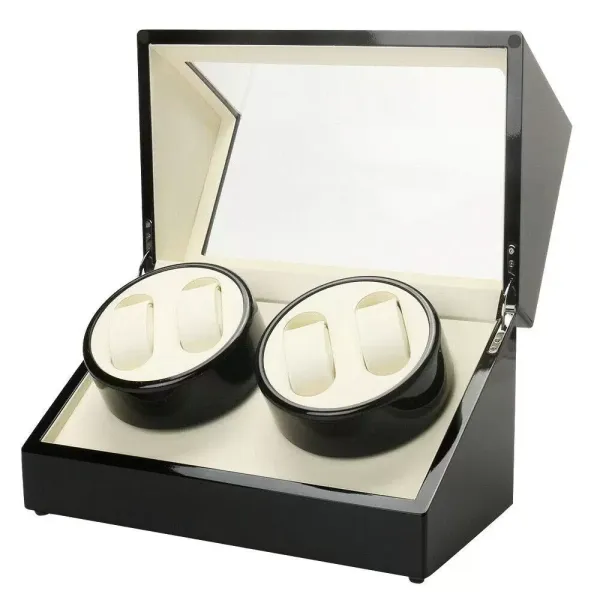 CNCEST 4+0 houten automatische watchwinder met vergrendelingsmechanisme