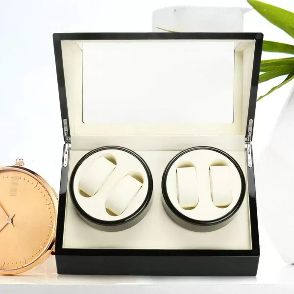 CNCEST 4+0 houten automatische watchwinder met vergrendelingsmechanisme