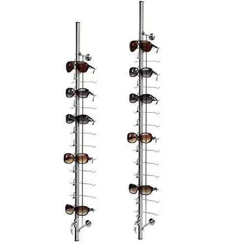 Set van 10 aluminium brilhouders voor zonnebrillen - opslag en display - met hangslot