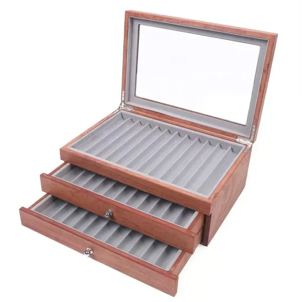 Pennenbakje 31x21x1 met vitrine voor 34 pennen, 3 lagen met bovenlicht - Cadeau voor vriend, familie en kind Pennenbakje 31x21x1 met vitrine voor 34 pennen, 3 lagen met bovenlicht - Cadeau voor vriend, familie en kind