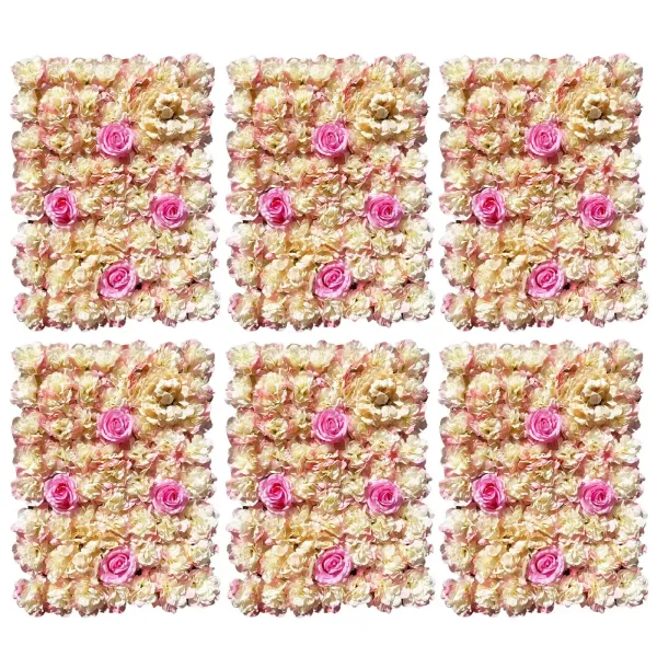 Set van 6 kunstzijden bloemenwandpanelen, 40 x 60 cm Set van 6 kunstzijden bloemenwandpanelen, 40 x 60 cm
