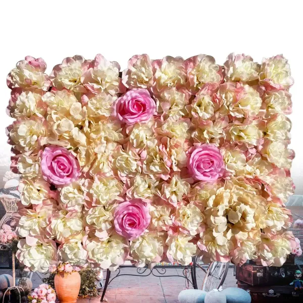 Set van 6 kunstzijden bloemenwandpanelen, 40 x 60 cm