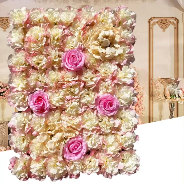 Set van 6 kunstzijden bloemenwandpanelen, 40 x 60 cm Set van 6 kunstzijden bloemenwandpanelen, 40 x 60 cm