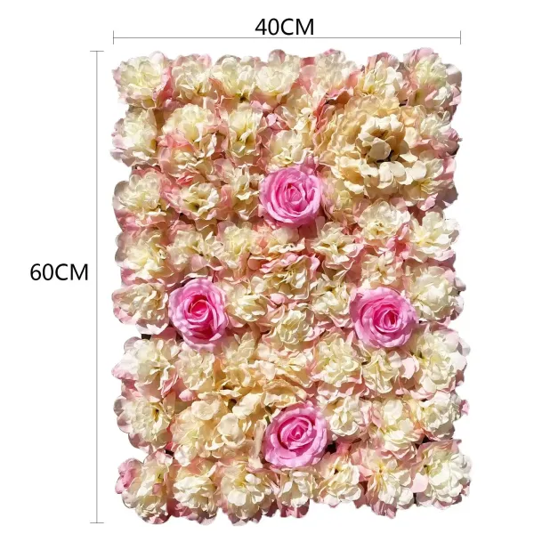 Set van 6 kunstzijden bloemenwandpanelen, 40 x 60 cm