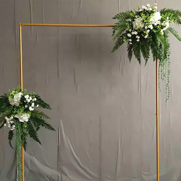 Bruiloftsboog, verwijderbaar vierkant, 2m x 1,5m, huwelijksboog, bloemenframe, bruiloftsdecoratie, voor bruiloft, feest, achtergrond (goud)