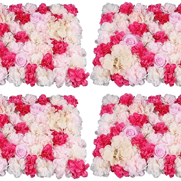CNCEST 4 stuks kunstzijde rozenbloem voor bruiloftsfeest woondecoratie 60x40cm crème lichtgeel roze