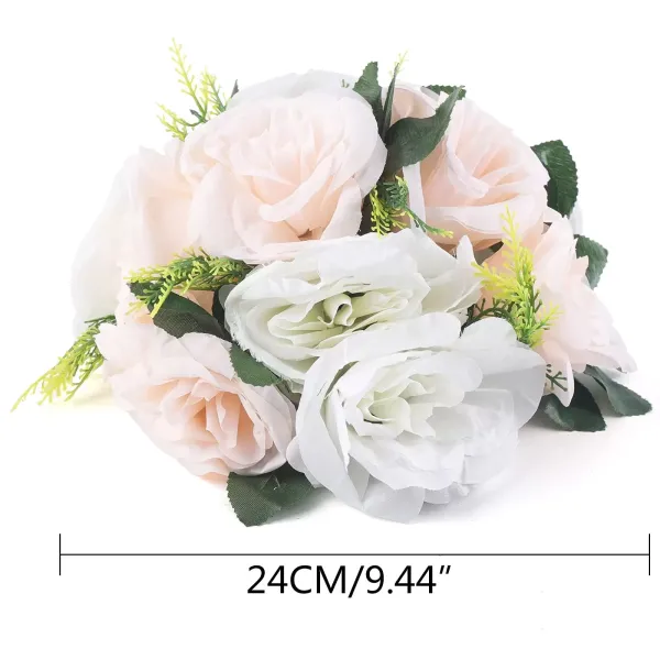 Champagne + witte kleur bruidsboeketten nep kunstmatige rozenbloem bruiloft bloemen met strass steentjes