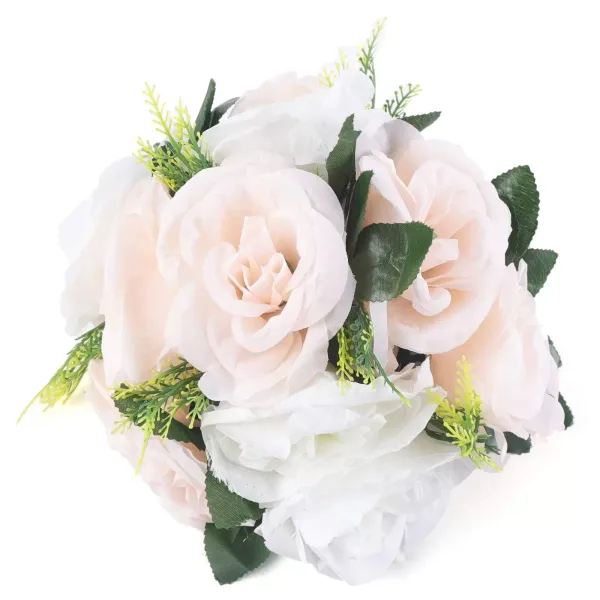 Champagne + witte kleur bruidsboeketten nep kunstmatige rozenbloem bruiloft bloemen met strass steentjes Champagne + witte kleur bruidsboeketten nep kunstmatige rozenbloem bruiloft bloemen met strass steentjes