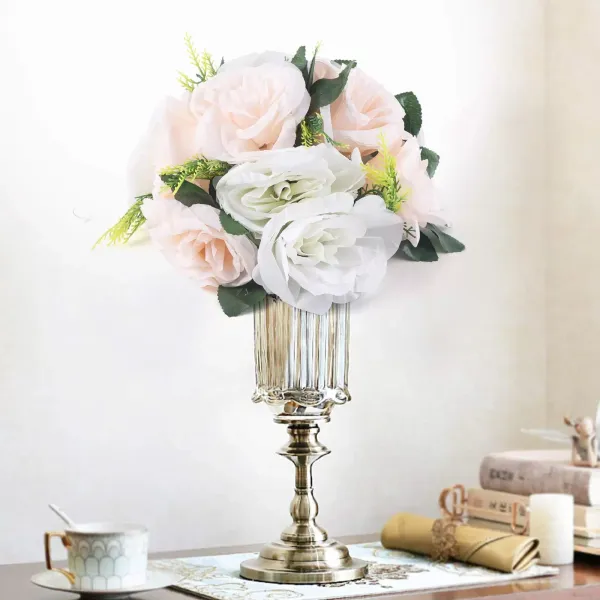 Champagne + witte kleur bruidsboeketten nep kunstmatige rozenbloem bruiloft bloemen met strass steentjes