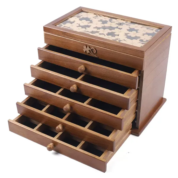6 lagen gesneden houten juwelendoos voor vrouwen bruine juwelendoos voor ringen oorbellen ketting 6 lagen gesneden houten juwelendoos voor vrouwen bruine juwelendoos voor ringen oorbellen ketting