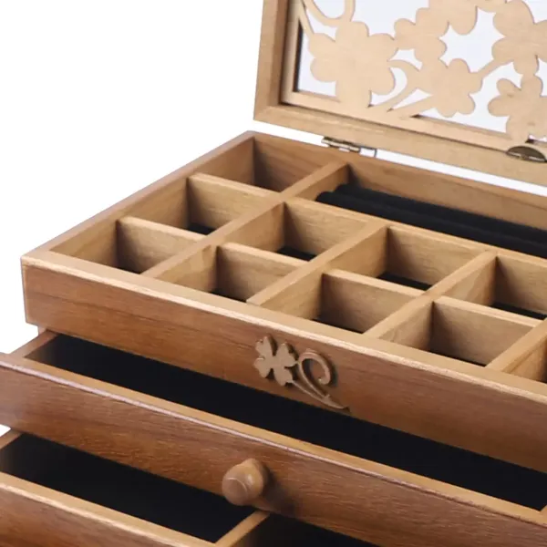 6 lagen gesneden houten juwelendoos voor vrouwen bruine juwelendoos voor ringen oorbellen ketting 6 lagen gesneden houten juwelendoos voor vrouwen bruine juwelendoos voor ringen oorbellen ketting