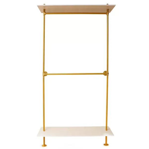 Goudkleurige metalen wandplank van 92,51 inch voor het ophangen van kleding in de detailhandel