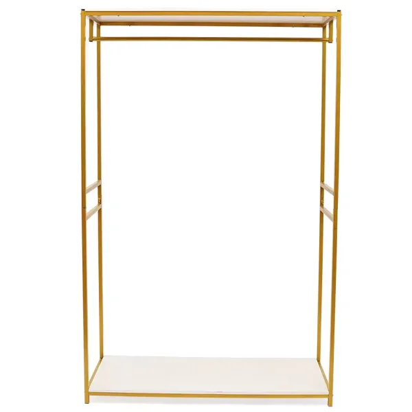 Gouden kapstok met plank 120 x 45 x 188 cm metalen trouwjurkrek schoenenrek