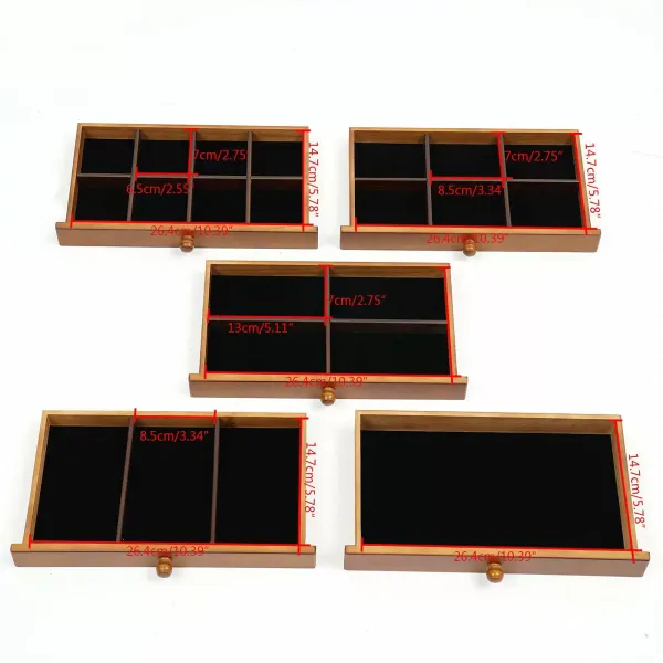 Grote houten juwelendoos met 6 lagen, 5 lades, 2 opvouwbare kasten en spiegel - 29,5 x 18,5 x 25 cm - Bruin Grote houten juwelendoos met 6 lagen, 5 lades, 2 opvouwbare kasten en spiegel - 29,5 x 18,5 x 25 cm - Bruin